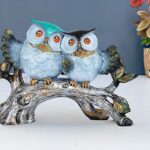 Owl Showpiece in Polyresin Decorative Owl Pair Sitting on Tree Showpiece for Home Decor Showpiece/Office Showpiece/Shelf Table/Living Room Decor(Multicolor).